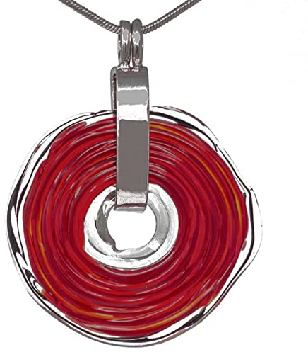 Elegante Kette mit einzigartigem Schmuckanhänger aus Murano-Glas/Glas-Wechsel-Schmuck/Unikat handmade/Personalisiertes Geschenk für Sie zum Jahrestag Geburtstag Muttertag (Rot)