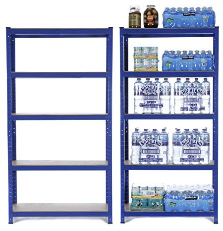 2 Bay Heavy Duty Steel Shelving Garage Racking Unit (5 Levels 1800mm H x 900mm W x 300mm D) 275KG UDL Per Shelf