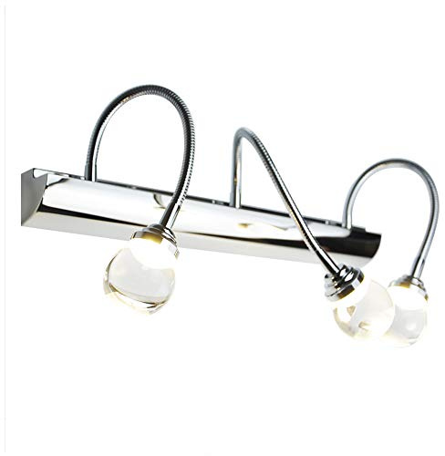 Modern LED Spiegelleuchte Badezimmer Verstellbar Kristall Spiegellampe Elegante, Badleuchte, Spiegelschrank Wandleuchte Strahler, 9W, 630LM, Mode Chrom Schminkleuchte 3-flammig, D46cm (Warmes Licht)