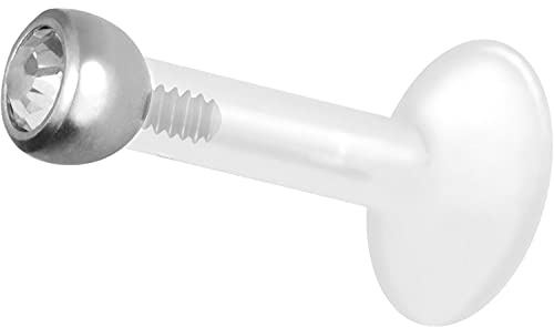 PIERCINGLINE PTFE Labret mit Innengewinde | TITAN AUFSATZ KRISTALL | Piercing Lippe Nase Ohr Helix | Farb & Größenauswahl