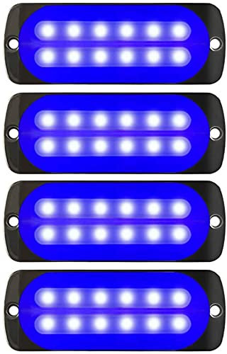 EONYUANGUO Luz estroboscópica LED, Universal 4Pack 12LED Montaje en superficie Advertencia de emergencia Peligro Intermitente Barra de luces estroboscópicas para camión, vehículo todoterreno (Azul)