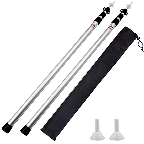 Umisu 2PCS Mât de Bâche Télescopique Poteaux de Bâche en Aluminium 2,3M Support de Tente Réglable Poteau pour Voile Ombrage Tente Camping Accessoires pour Auvent Toile Jardin (87-230cm)