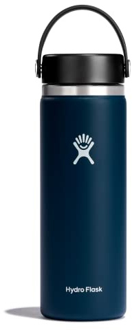 HYDRO FLASK - Water Bottle 591 ml (20 oz) - Vacuum Insulated Stainless Steel Water Bottle with Leak Proof Flex Cap and Powder Coat - BPA-Free - Wide Mouth - Indigo