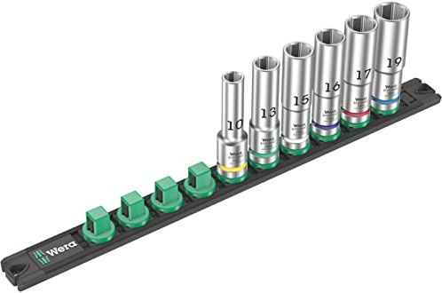 Wera 05005470001 Nuss-Magnetleiste C Deep 1 Steckschlüsseleinsatz-Satz, 1/2-Antrieb, 6-teilig