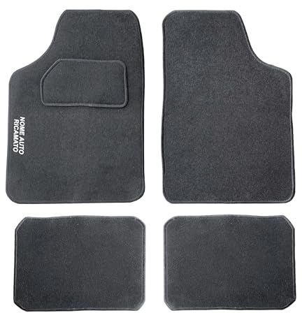 Auto Accessori Lupex Auto-Fußmatten-Set, kompatibel mit Berlingo, Fußmattenset personalisiert mit gesticktem Autonamen, Teppichmaterial, mit Fallschutz, Komplettset für Vorder- und Rückseite