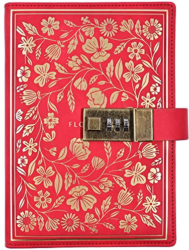 NectaRoy Vintage Lockable Diary, B6 European Style Travel Journal with Lock, PU Leather Password Notebook Planner Agenda Sketchbook, Office School Supplies Student Stationery Birthday Gift, 20x14cm