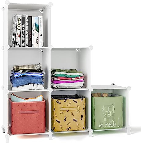 FUNLAX Cube Storage Unit,6 Cube Bookshelf Bookcase Portable Shelf Plastic Cube Storage Shelving for Clothes Books Toys Yarn Shoes