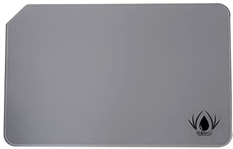 Redgrass Glaspalette für Ölgemälde, Acryl, Miniaturmalerei - 28,9 cm Studio XL - gehärtetes Glas mit abgeschrägten Kanten - 4 Gummifüße - hellgraue Rückseite, Grau