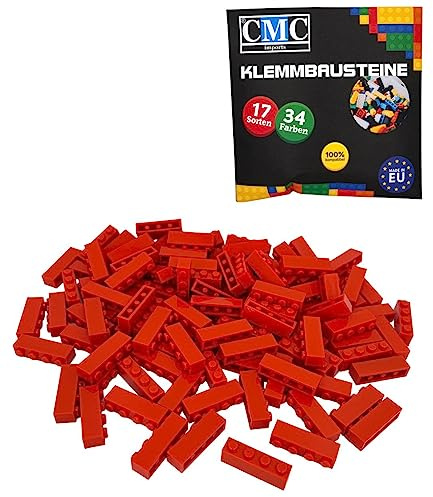 CMC imports 200 Klemmbausteine Bausteine Grundbausteine 1x4 Noppen Kompatibel 4 Noppen Bricks 34 vers. Farben (501 - Orange)