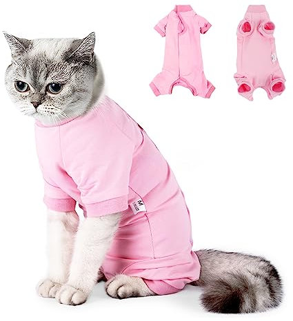 Lollanda Katzenbody Nach Op Kastration Katze, Katzen Suitical für Recovery Suit Katze, Erholung Anzug für Katzen Operation, Chirurgischer Genesungsanzug für Katzen Bauchwunden（Rosa,S）