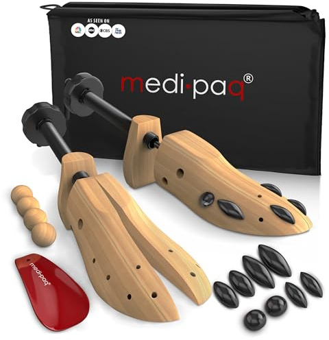 Medipaq 2 Premium Pine Shoe Stretchers – 4-Way Adjustable Shoe Stretcher for Women Size 4-9 – Includes Cedar Balls and Bag – ShoeTrees for Women