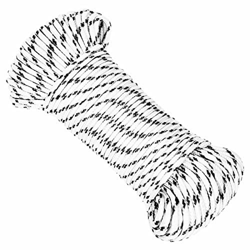Homgoday Bootsseil Geflochten Weiß 4mmx25m Polyester Dockleine Seil Bootsleinen Ankerleine Geflochtene Schnur Schiff Marine Yacht Seil zum Segeln, Festmacher Seil für Boot