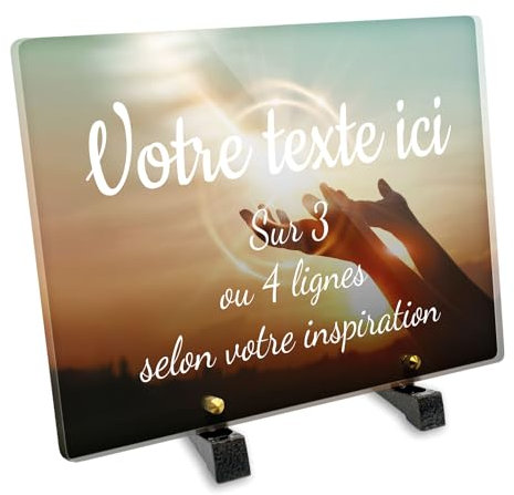Gedenktafel Rechteck aus Plexiglas, Motiv Hände und Licht, verschiedene Größen, Stärke 6 mm, personalisierbar, 30 x 20 cm