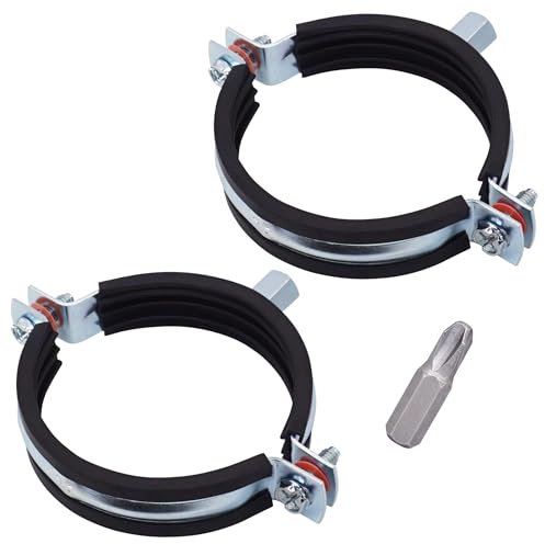 SKIR'CO (2 pezzi) Staffe per tubi con rivestimenti in gomma per tubi da 75-80 mm, morsetti per tubi, supporti per tubi per montaggio a parete e soffitto