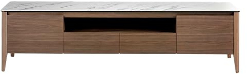 Angel Cerdá - Mobile TV Moderno in Legno Noce e Gres Porcellanato | Ante e Cassetti Soft-Closing, Resistente e Funzionale, Mobile TV Soggiorno 200 x 45 x 51 cm
