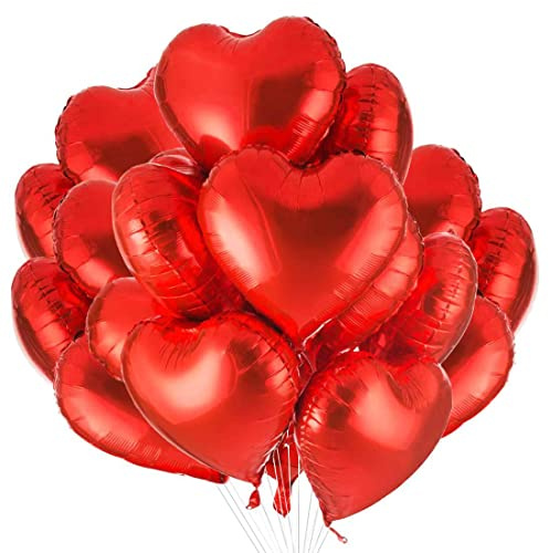 Herz Folienballon Rot 30 Stück，Herzballons Hochzeit Rot,Herz Helium Luftballons,Herzluftballons für Party,Geburtstag,Valentinstag, Hochzeit, Verlobung,Muttertag Dekoration