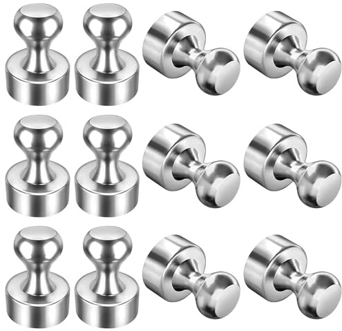 Grtard Magnet für kühlschrank 12 Stück Silberne Magnete, neodym Magnete extra stark Pinnnadeln für Whiteboard, magnettafel, mini Magnet als Kühlschrankmagnete für Büro, Homeoffice, Werkstatt