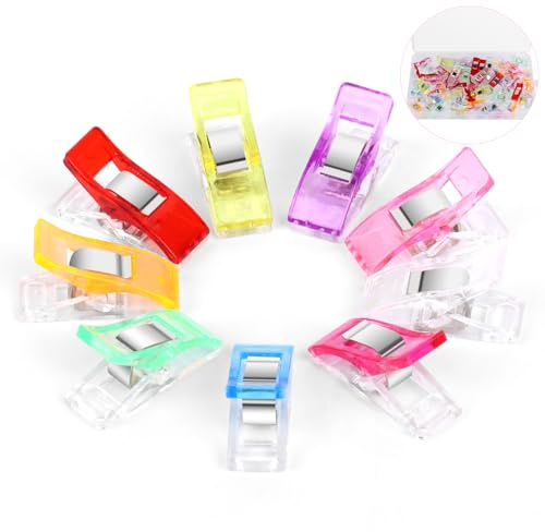 TNOMSNO Nähklammern, 60 Stück und 8 Farben Nähzubehör, Nähen Zubehör, Stoffklammern zum Nähen, Nähmaschinen Zubehör, Stoffklammern für Nähen, Häkeln, Basteln und Quilting Clips