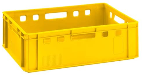 BURI Yellow Plastic Meat Box E2 60 x 40 x 20 cm Euro Box from Germany Food-Safe Robust Stackable