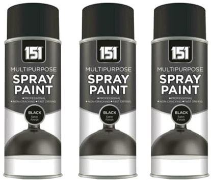 YSAMAX 151 Multi-Purpose Black Satin Spray Paint, Professional-Quality, Ease Of Use, Durability, And Aesthetic Appeal, Spray Mechanism, 400ML, (3PCS)