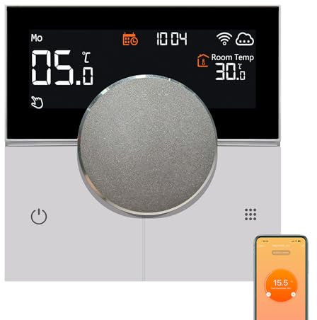 KETOTEK Termostato WiFi per Riscaldamento a Pavimento Elettrico, Smart Programmabile Termostato Ambiente 16A con Sonda, Cronotermostato Compatibile con Alexa Smart Life App Comando Vocale, Telecomando