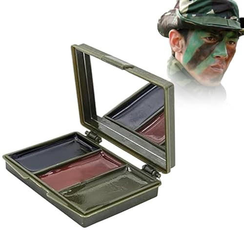 Rostblant Camuflaje Cara, Kit 3 Piezas Camuflaje Cara Stick, Camuflaje Crema, Camuflaje Camaleón, Camuflaje Militar Cuerpo Maquillaje Pen, Negro, Marrón, Verde