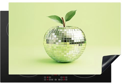 KitchenYeah© Protector Vitroceramica Tapa para induccion Placa Encimera | 80x52 cm - Cubre de Protectora Cocina Verde - Disco - Decoración - Manzana