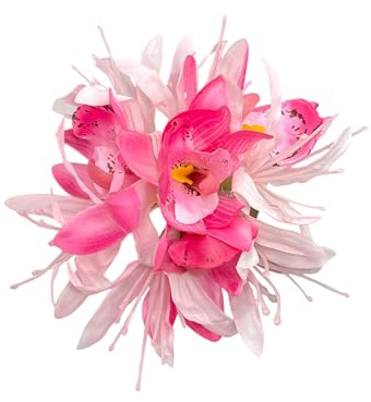 SkyPOOU Blumen-Haarspange für Damen und Mädchen, künstliche Haarnadel, Kopfschmuck, Haarschmuck, florale Haarspange für Hochzeiten und Partys, Fuchsia