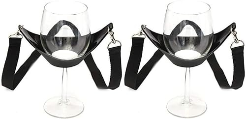 AESZITTEW Weinglas-Halter, Umhängeband, tragbarer Hals, Weinbecherhalter, 2 Stück, freihändige Weinglas-Halter, Halskette für Partys, Hochzeiten, Grillen, Geburtstage