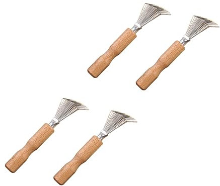 SEWOART Hair Claw Cleaner Wooden Handle 4 Pack Home Salon Hair Remover Easy to Use Cleaning Tool Random Style