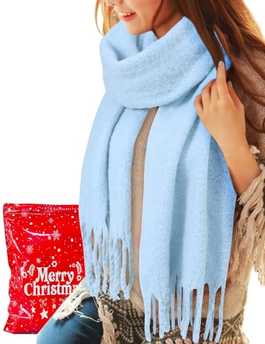 Voqeen Damen Schal Winter Kuschelig Warmes Tücher Lange mit Fransen Herbst Winterschal Weicher Dicker Strickschal Oversized Schaltuch