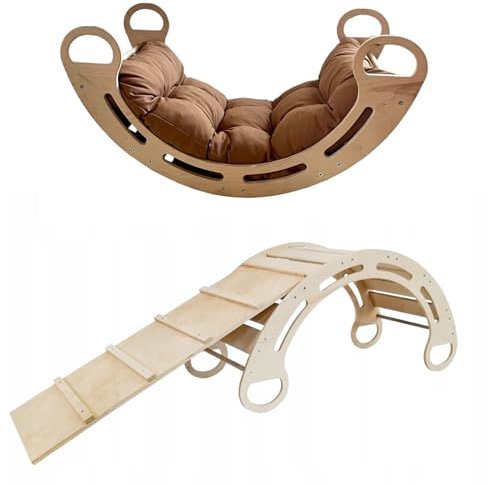 Slevobox Klettergerüst Indoor für Kinder 85x41x39cm - Kletterbogen mit Kissen - Kletterdreieck mit Rutsche - Montessori Kletterbogen aus Holz - Kinder Kletterspielzeug für Kinderzimmer