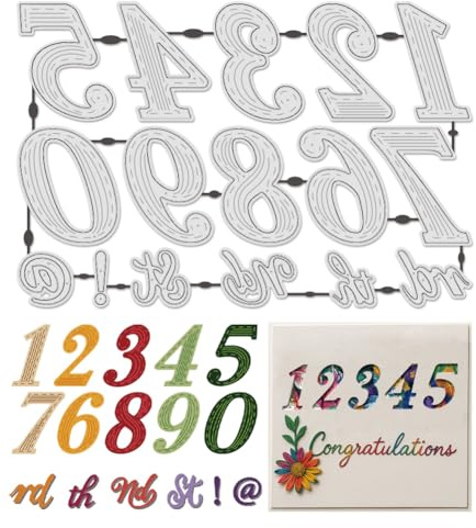UNICRAFTALE 16pcs 0-9 Arabic Numeric Metal Cutting Dies for Card Making Number Words Carbon Steel Die Cuts Stencils Templates Scrapbooking Embossing Template Dies for DIY Photo Album Decor