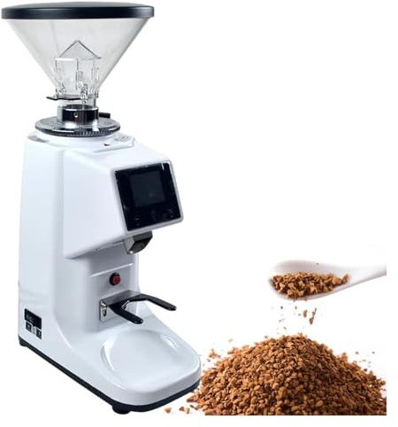 Automatic Coffee Grinder for Coffee, 19 Grain Customizable, Commercial and Home Spice Sprayer Machine with Digital Display, White-500 ml