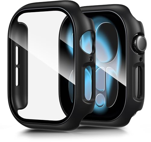 LK Schutzhülle Kompatibel mit Apple Watch Series 11 46mm Schutzfolie | Harte PC Schutzhülle mit Gehärtetem Displayschutz, Ultra Dünn Full Coverage Case, Kratzfest & Stoßfest, Schwarz