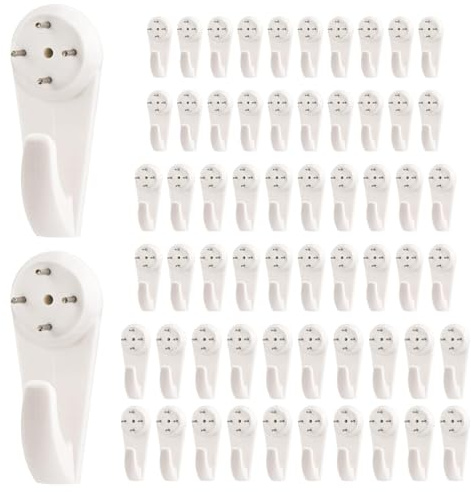 KIRZAX 60 Pezzi Ganci da Parete Antitraccia,Ganci per Chiodi Invisibili,Ganci per Quadri Muro per Appendere Foto, Dipinti, Cappelli, Chiavi e Altri Oggetti, 3 Dimensioni