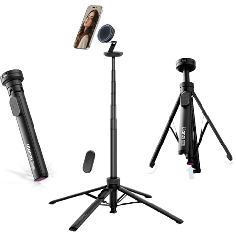 ULANZI Magnetic Phone Tripod, MT85 Auto Open Tripod for Magsafe with Enhanced 4-Leg, 60'' Selfie Stick Extendable Phone Stand, Content Creator Essentials for iPhone 17/16/15/14/13/12 Black