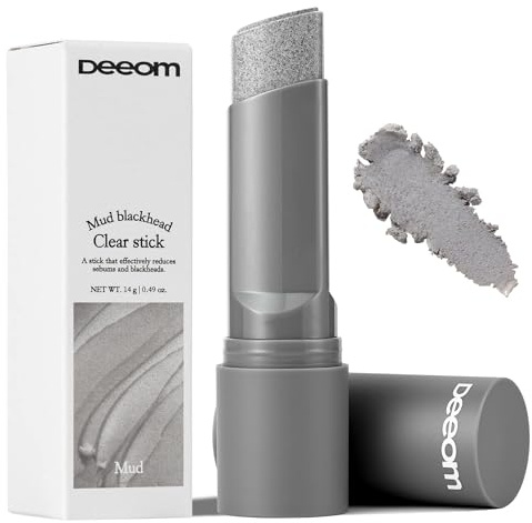 DEEOM Exfoliating Facial Scrub & Polish Stick, Gentle Pore Cleansing Stick with Charcoal & Clay, Helps Clear Blackheads & Whiteheads, Deep Cleansing & Oil Control, Suitable for All Skin Types, 14g