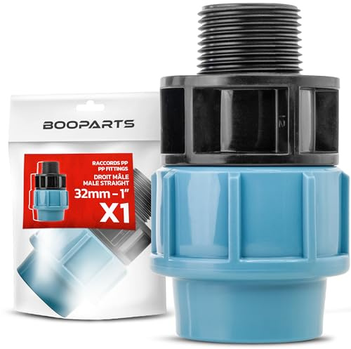 BOOPARTS - Raccordo Manicotto Maschio 32 mm x 1 (26/34) - Connettore PE Polipropilene - Irrigazione, Irrigazione e Idraulica