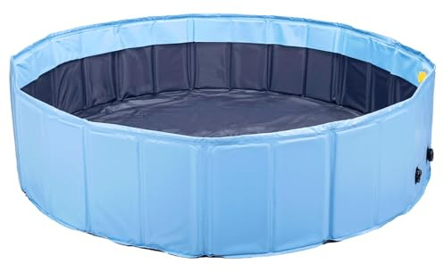 Nobleza Piscina Plegable para Perros con Aspersor – 2-en-1 Alberca & Alfombra de Agua para Niños y Perros – PVC Antideslizante con Válvula de Drenaje – 3 Tamaños (D120 x H30 cm)