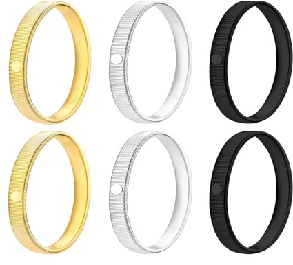 Oavie 6 Pack Metal Armbands Shirt Sleeve Holders, Elastic Anti-Slip Sleeve Garters for Men Women, Vintage Stretchy Arm Bands for Bartenders, Waiters and Business, Black, Gold and Silver