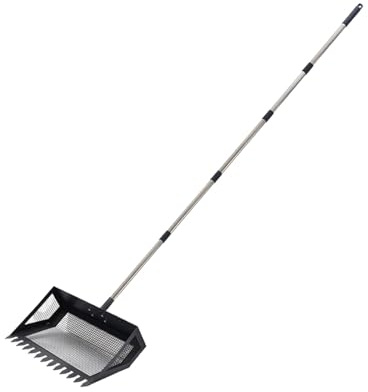 Pelle à trou fin en métal robuste de 38 cm de large pour un nettoyage efficace dans les granges, les enclos de poulets et les jardins, grattoir professionnel pour bouses de bétail