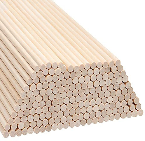 Belle Vous Holzstab, rund, natur (200 Stück) – 18 cm – Massivholzkiste, extra lang, 5 mm – dekorative Zierleiste aus Holz für Kunstprojekte, DIY & Holzbearbeitung