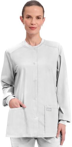 Cherokee WW Professionals Scrub Jacket for Women Snap Front 3 Pockets