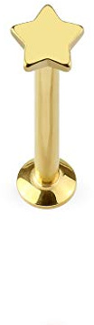 Paula & Fritz® UNIVERSAL Stud Labret Monroe Cartilage Gold roségold schwarz Silber Spitze Stern Edelstahl Chirurgenstahl 316L Länge 4mm - 8mm