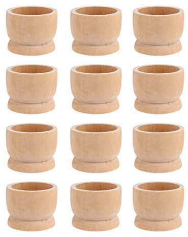 Amosfun 12pièces Coquetier Bois Brut Plateau à Œufs De Pâques pour Exposition Rangement De Table Ustensiles De Cuisine