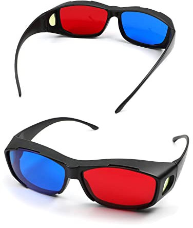 Othmro Occhiali 3D rosso-blu / ciano anaglifo, occhiali tridimensionali per visione 3D per videogiochi TV, DVD, video virtuali 3D