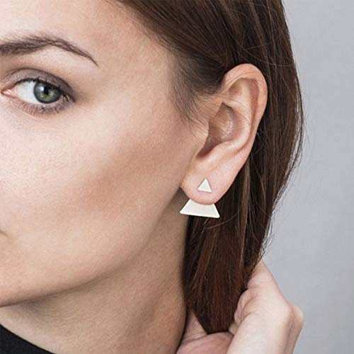 TseenYi Dreieckige Ohrmuschel-Ohrringe, geometrische Vorder- und Rückseiten-Ohrringe, personalisierbar, doppelseitig, Schmuck für Frauen und Mädchen (Gold)