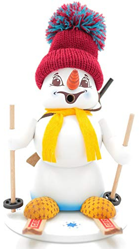 Kuhnert - Erzgebirgische Holzkunst Räuchermann Räucherfigur Schneemann 19cm - Biathlon