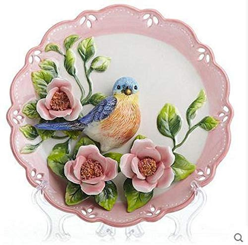 Blue Magpie Plats muraux décoratifs en Porcelaine Assiettes décoratives Vintage décor à la Maison Artisanat Chambre décoration Cadeau Figurine